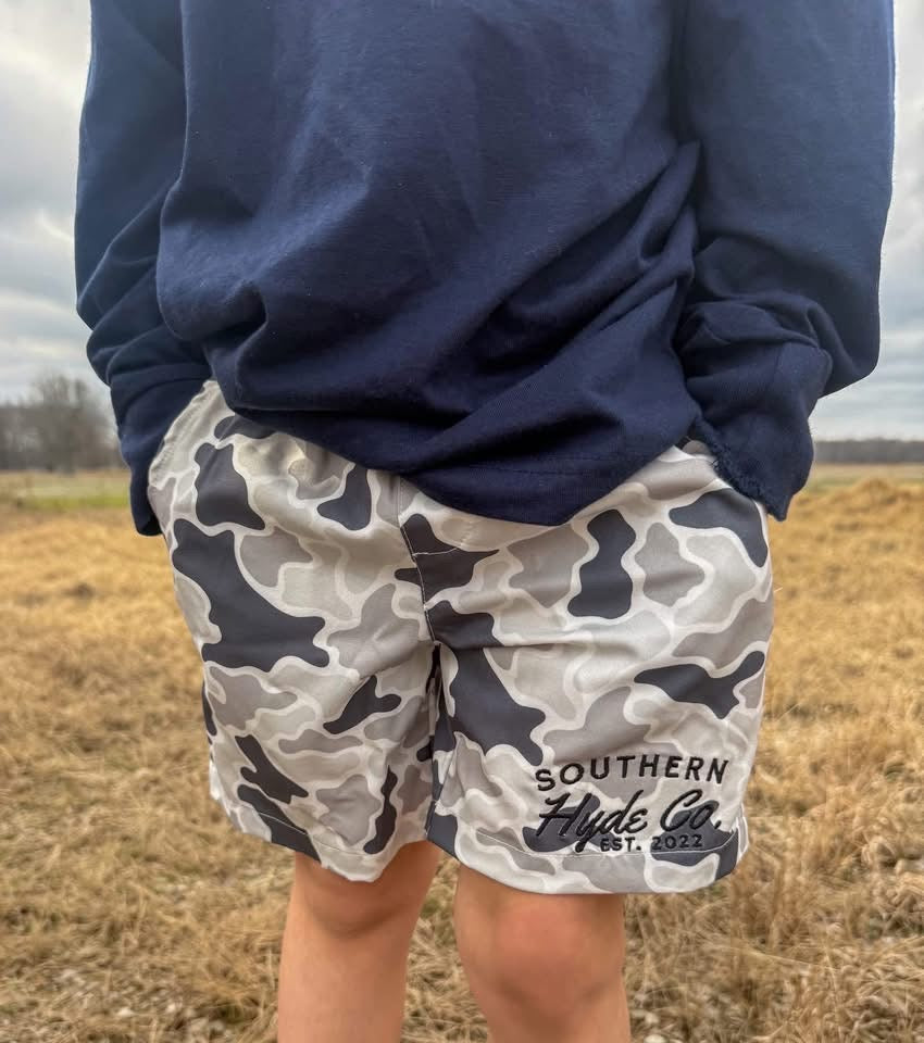 Grey/White Camo Shorts - READY TO SHIP