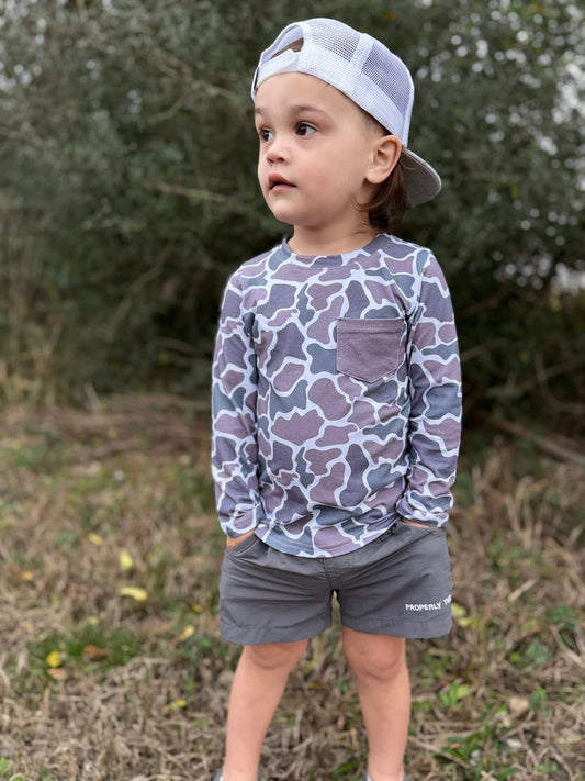 Grey Camo Pocket Long Sleeve