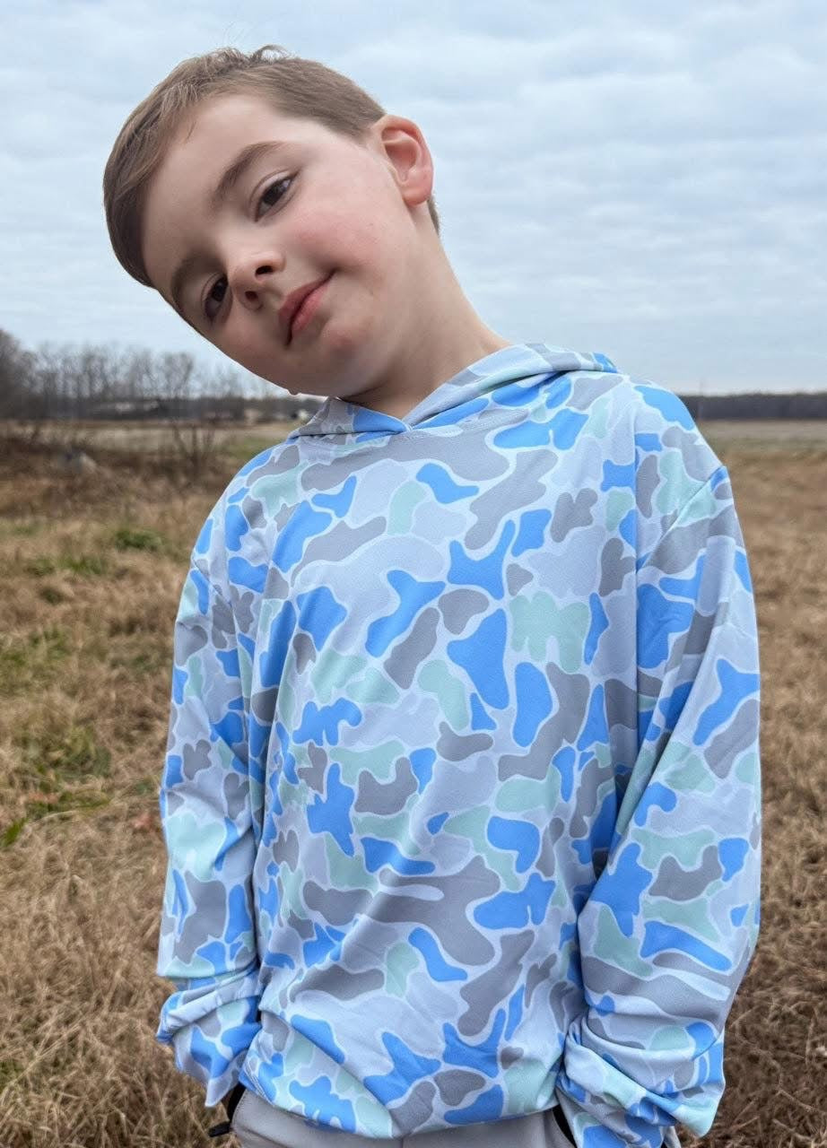 Blue Camo Performance Hoodie - READY TO SHIP